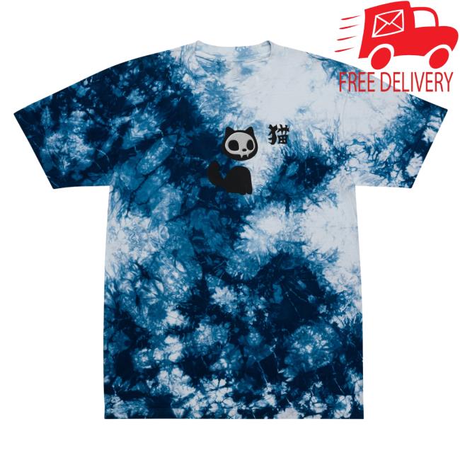 Yujin Clothing Skull Cat Tie Dye T-Shirt Navy / White Tie-Dye