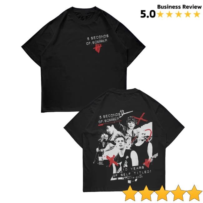 5 Seconds Of Summer Official Merch Store 10 Years Of Self Titled! 2014-2024 Retro Shirt 5Sos Clothing Shop 5Sos Apparel