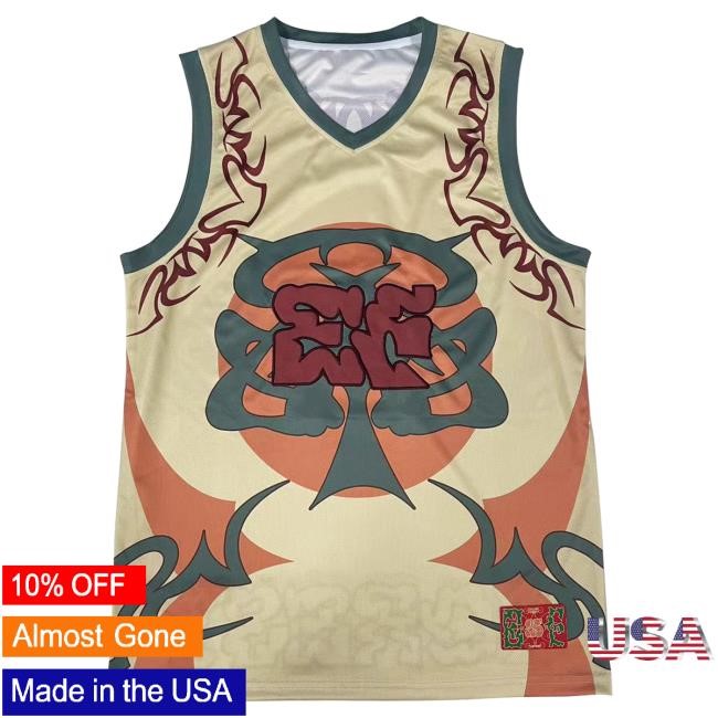 2025 Forest Goods Basketball Graphic Jersey - Tan Top Shirt Electric Forest Festival Official